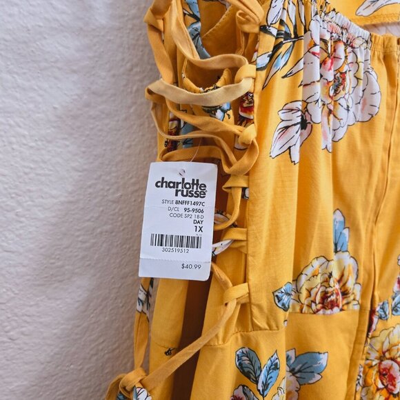 Charlotte Russe yellow floral dress size 1X - Picture 6 of 7